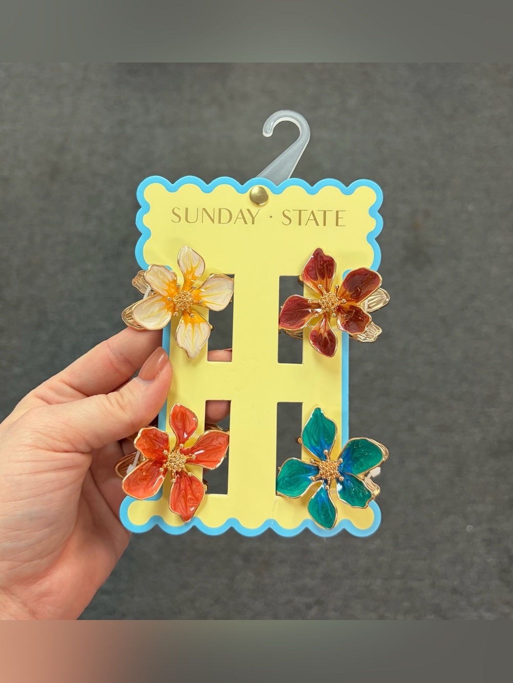 Sunday State Floral Hair Clips- Cream, Maroon, Orange, Blue  (Medium)